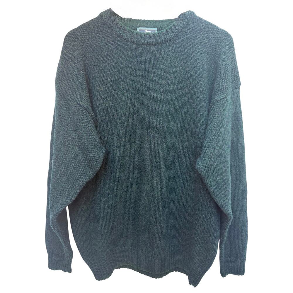 Woolrich Crewneck Sweater Mens Large Green Wool Blend Outdoor Knit Pullover